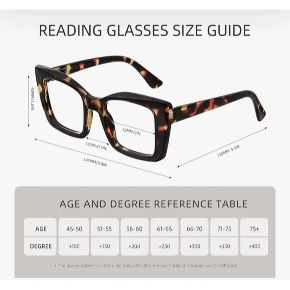 Oversize Big Tortoise Women Reading Glasses Large Square Readers New Model 2.5